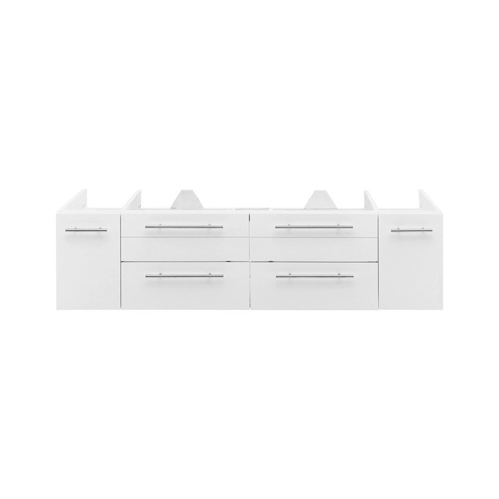Fresca Lucera 60" White Wall Hung Single Undermount Sink Modern Bathroom Cabinet