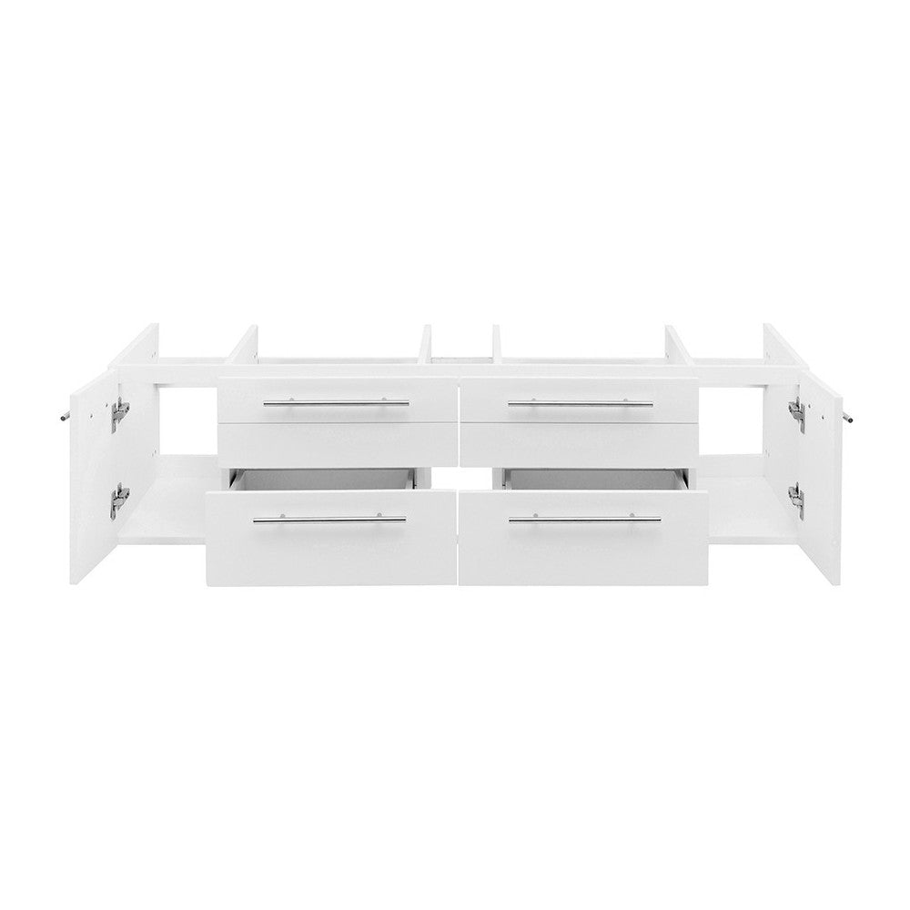 Fresca Lucera 60" White Wall Hung Single Vessel Sink Modern Bathroom Cabinet
