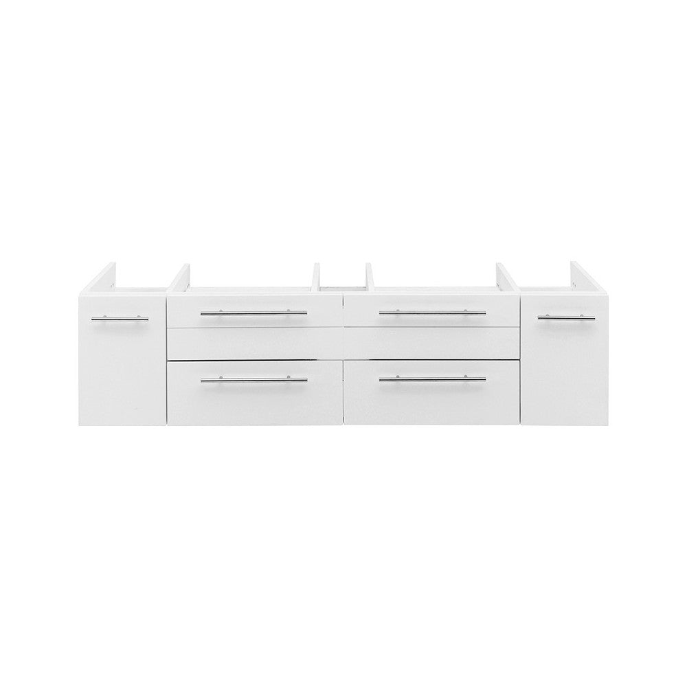 Fresca Lucera 60" White Wall Hung Single Vessel Sink Modern Bathroom Cabinet
