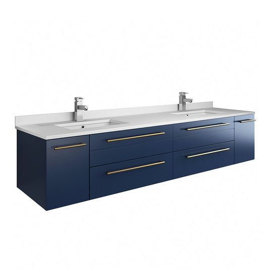 Fresca Lucera 72" Bathroom Cabinet w/ Top & Double Undermount Sinks