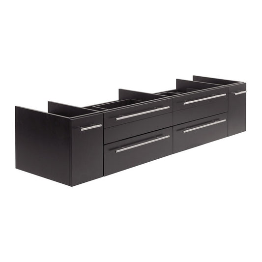 Fresca Lucera 72" Espresso Wall Hung Double Vessel Sink Modern Bathroom Cabinet