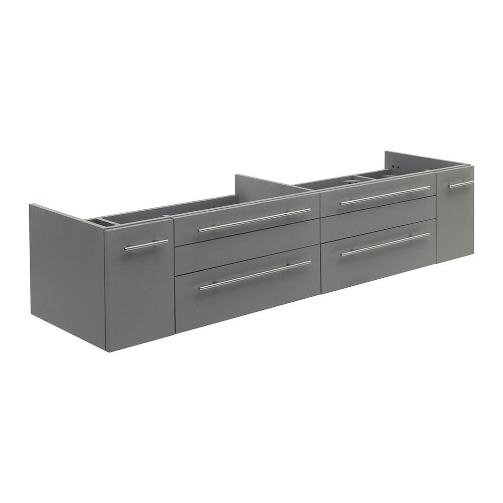 Fresca Lucera 72" Gray Wall Hung Double Undermount Sink Modern Bathroom Cabinet