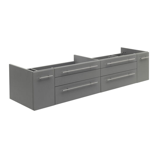 Fresca Lucera 72" Gray Wall Hung Double Undermount Sink Modern Bathroom Cabinet