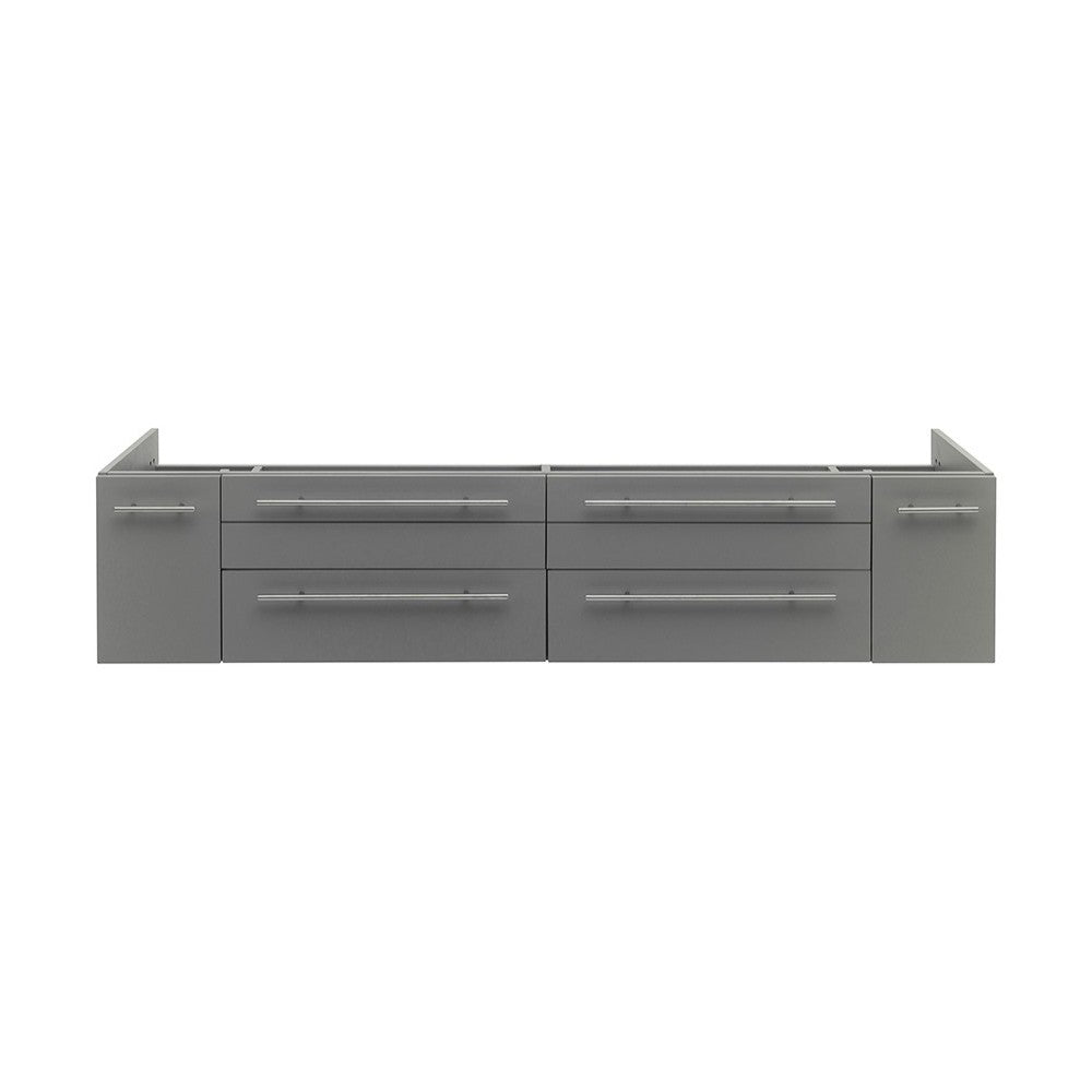 Fresca Lucera 72" Gray Wall Hung Double Undermount Sink Modern Bathroom Cabinet