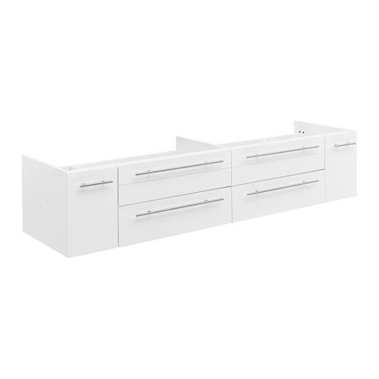 Fresca Lucera 72" White Wall Hung Double Undermount Sink Modern Bathroom Cabinet