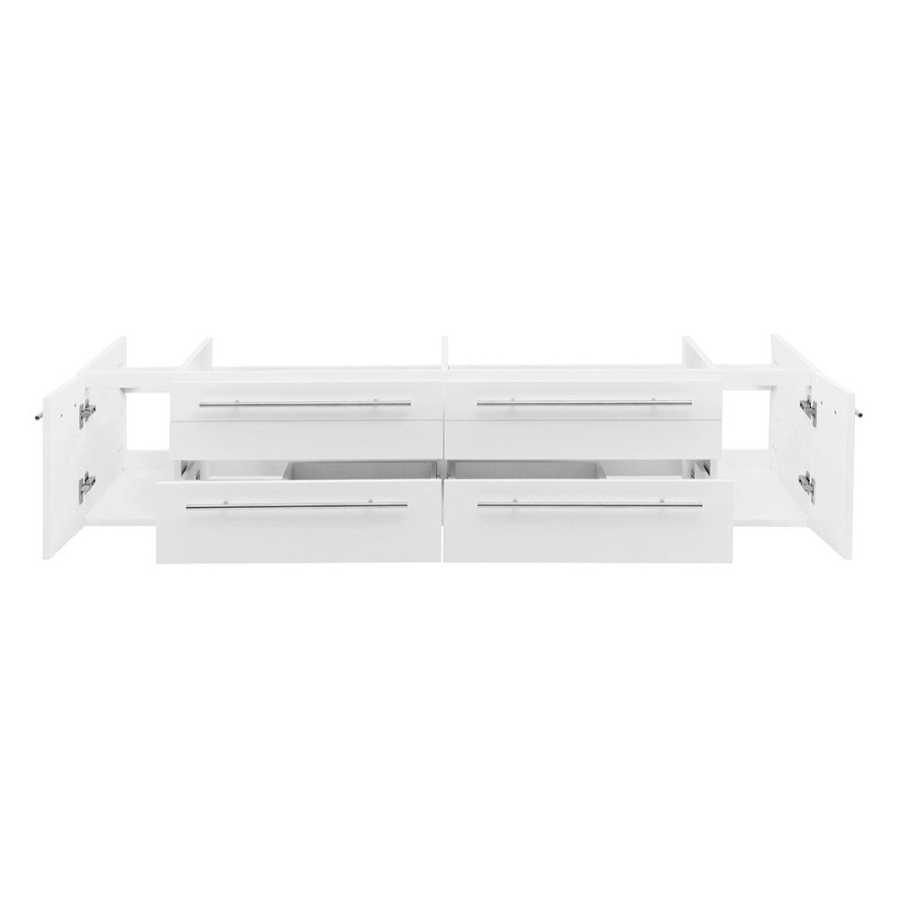 Fresca Lucera 72" White Wall Hung Double Vessel Sink Modern Bathroom Cabinet