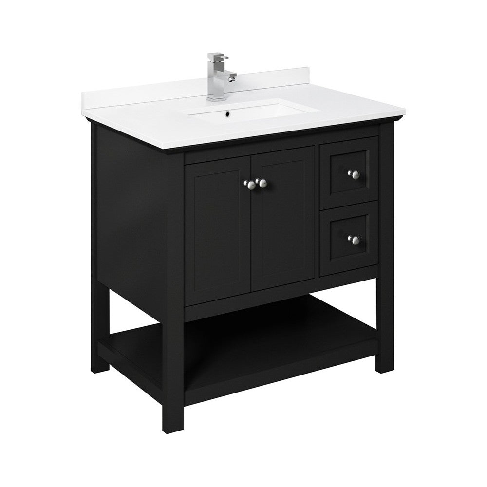 Fresca Manchester 36" Black Traditional Bathroom Cabinet w/ Top & Sink