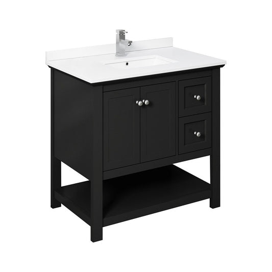 Fresca Manchester 36" Black Traditional Bathroom Cabinet w/ Top & Sink