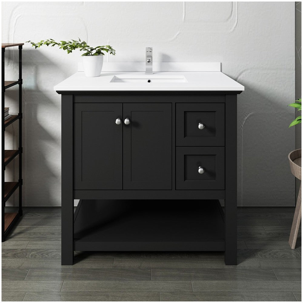 Fresca Manchester 36" Black Traditional Bathroom Cabinet w/ Top & Sink