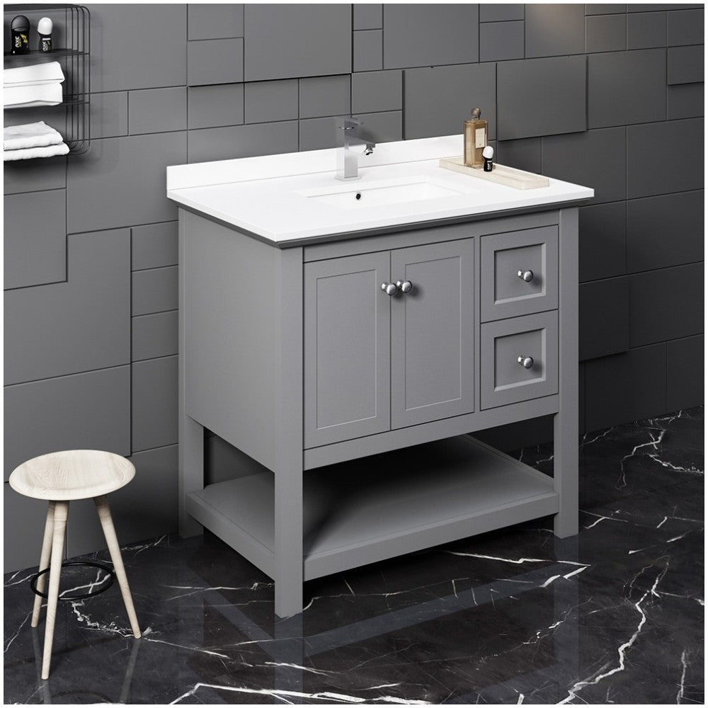 Fresca Manchester 36" Gray Traditional Bathroom Cabinet w/ Top & Sink