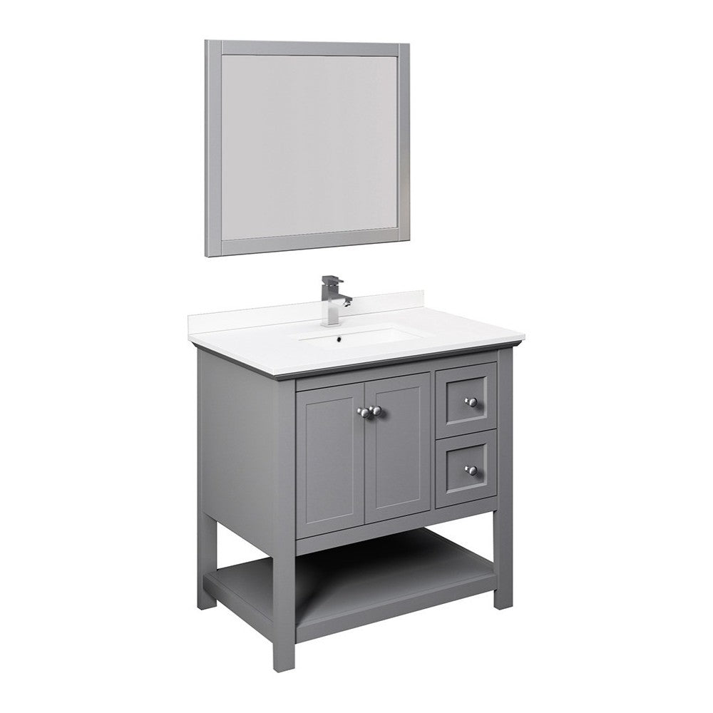 Fresca Manchester 36" Gray Traditional Bathroom Vanity w/ Mirror