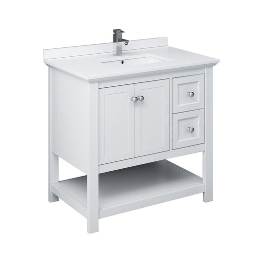 Fresca Manchester 36" White Traditional Bathroom Cabinet w/ Top & Sink