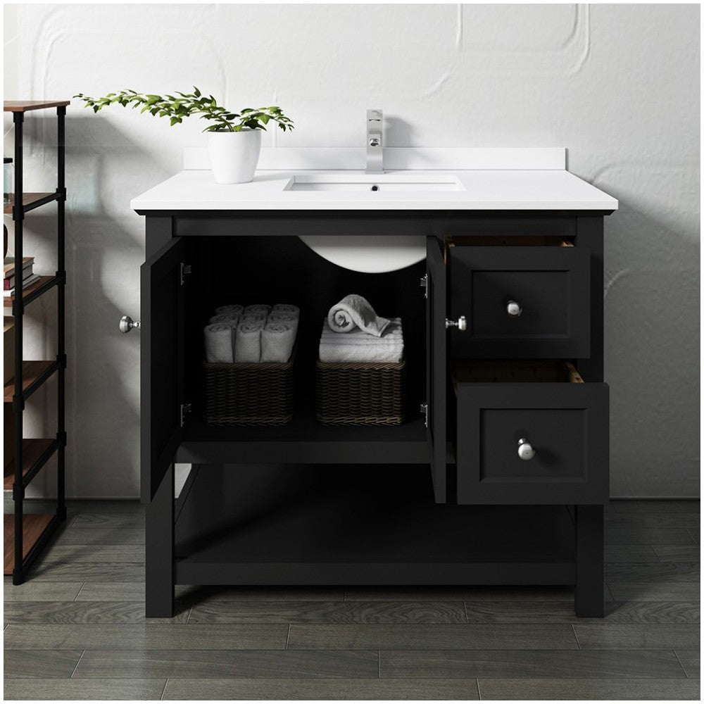 Fresca Manchester 42" Black Traditional Bathroom Cabinet w/ Top & Sink