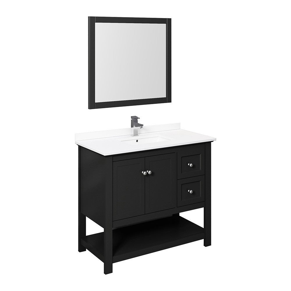 Fresca Manchester 42" Black Traditional Bathroom Vanity w/ Mirror