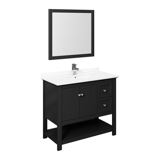 Fresca Manchester 42" Black Traditional Bathroom Vanity w/ Mirror