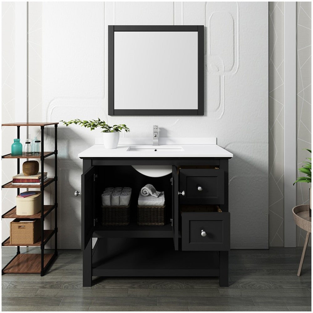 Fresca Manchester 42" Black Traditional Bathroom Vanity w/ Mirror