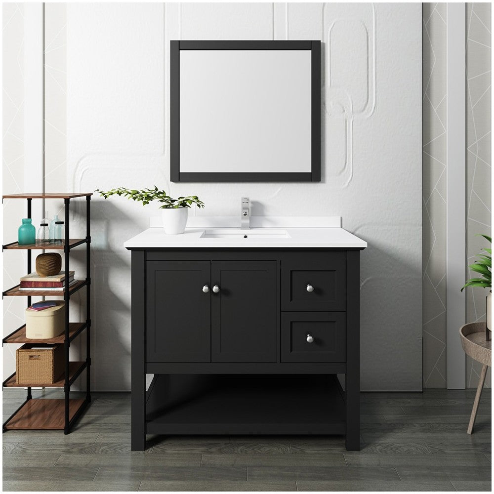 Fresca Manchester 42" Black Traditional Bathroom Vanity w/ Mirror