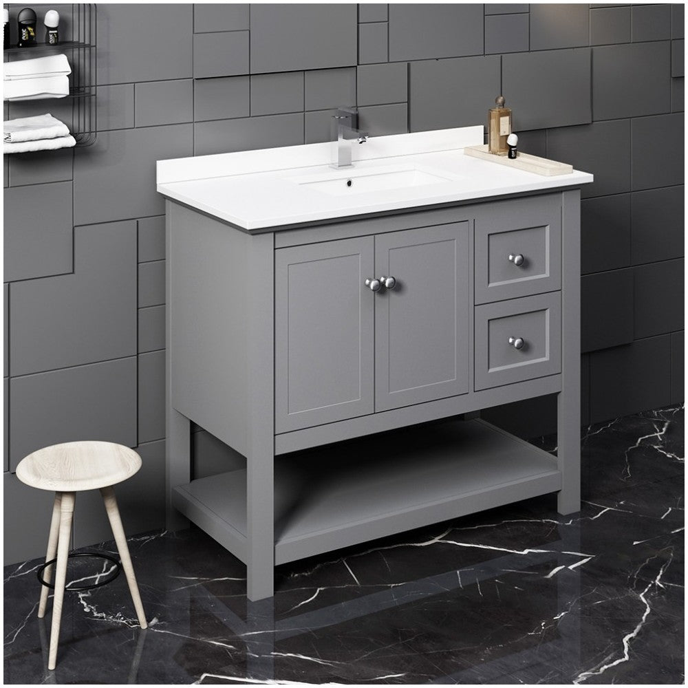 Fresca Manchester 42" Gray Traditional Bathroom Cabinet w/ Top & Sink