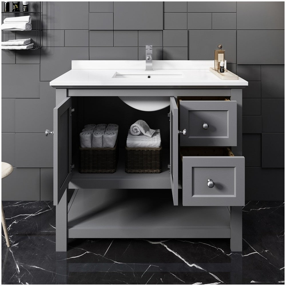 Fresca Manchester 42" Gray Traditional Bathroom Cabinet w/ Top & Sink