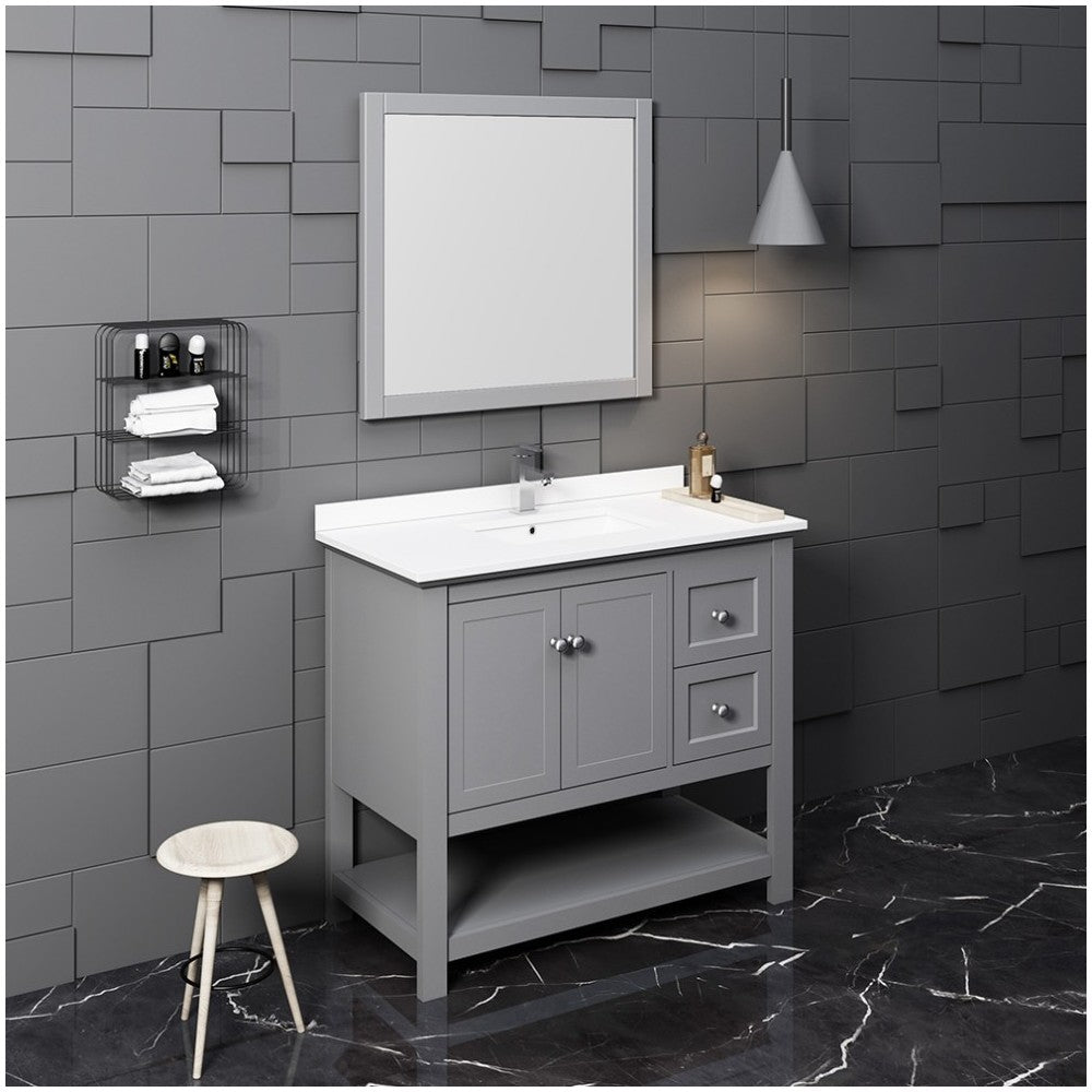 Fresca Manchester 42" Gray Traditional Bathroom Vanity w/ Mirror