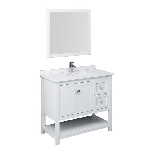 Fresca Manchester 42" White Traditional Bathroom Vanity w/ Mirror