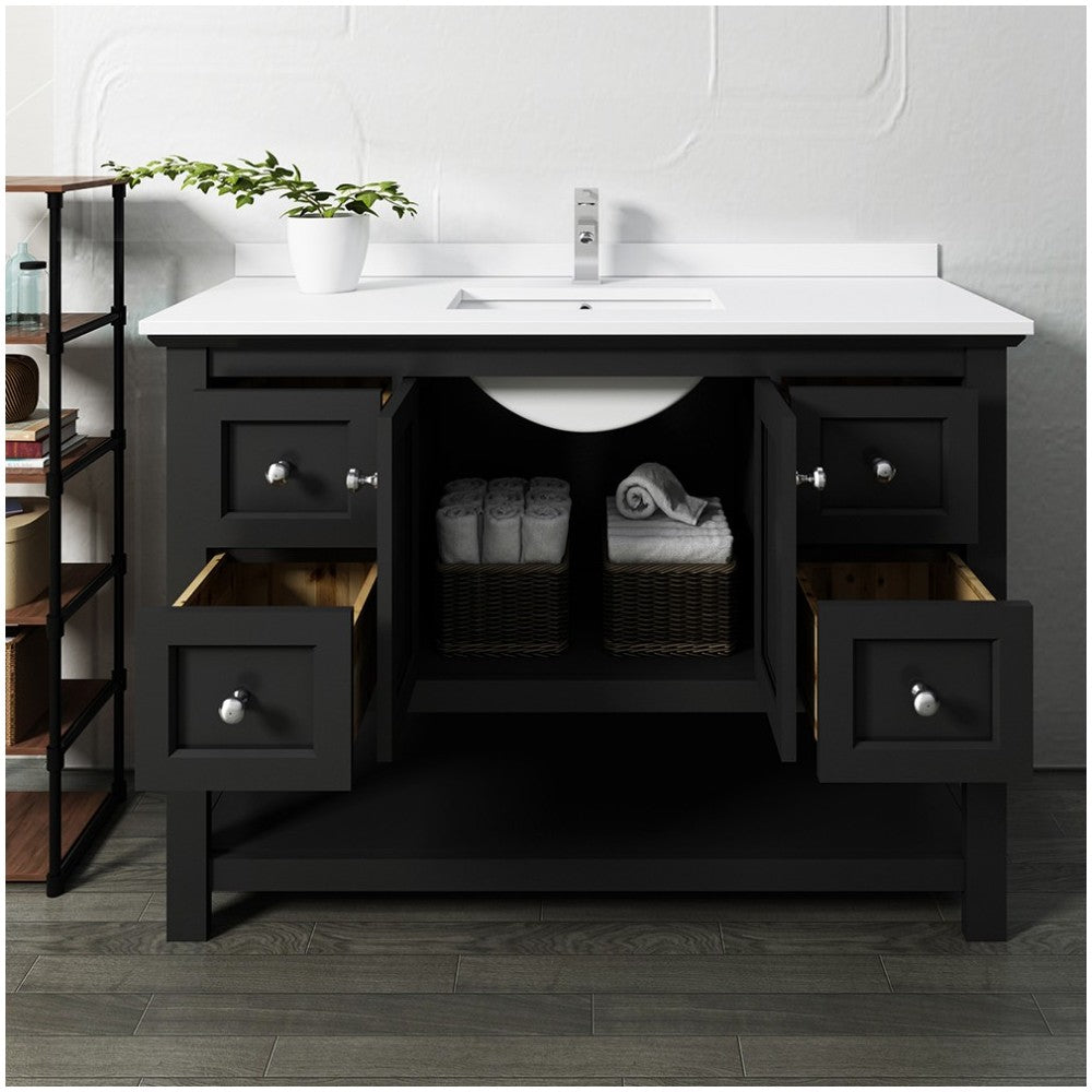 Fresca Manchester 48" Black Traditional Bathroom Cabinet w/ Top & Sink