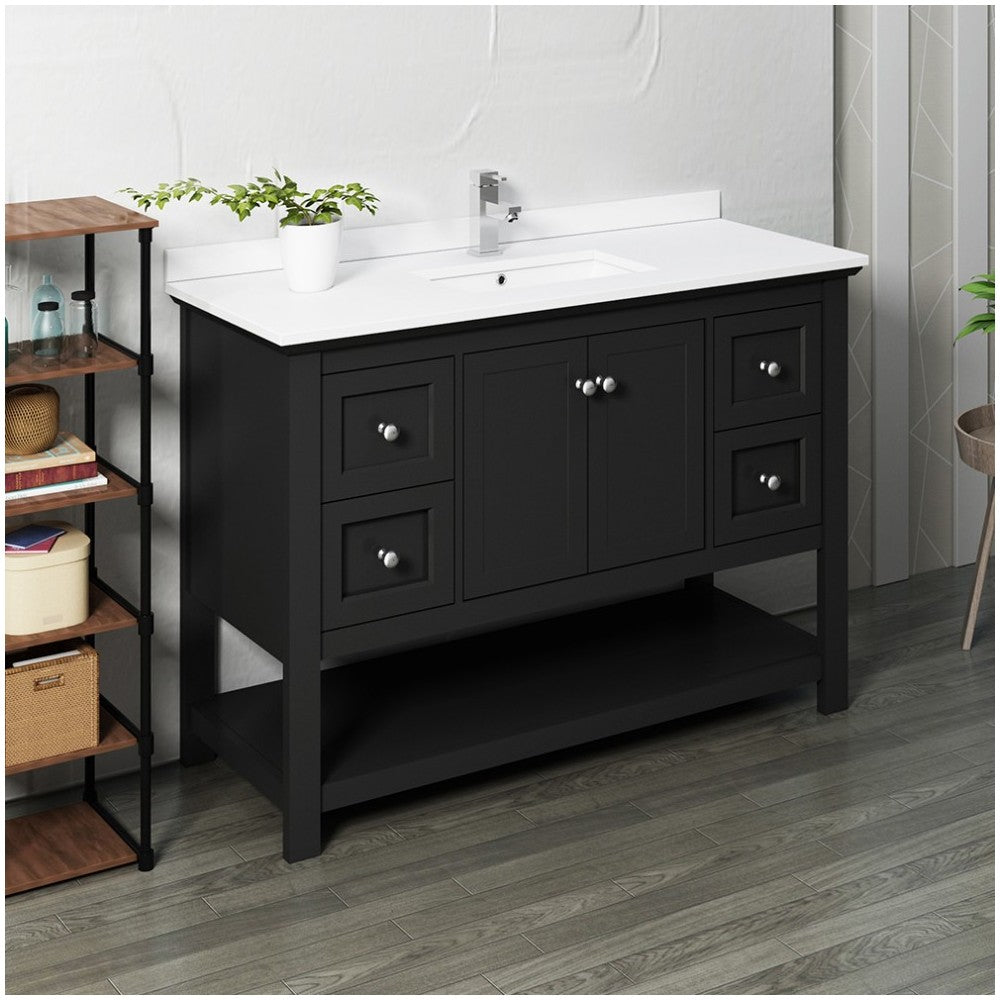 Fresca Manchester 48" Black Traditional Bathroom Cabinet w/ Top & Sink