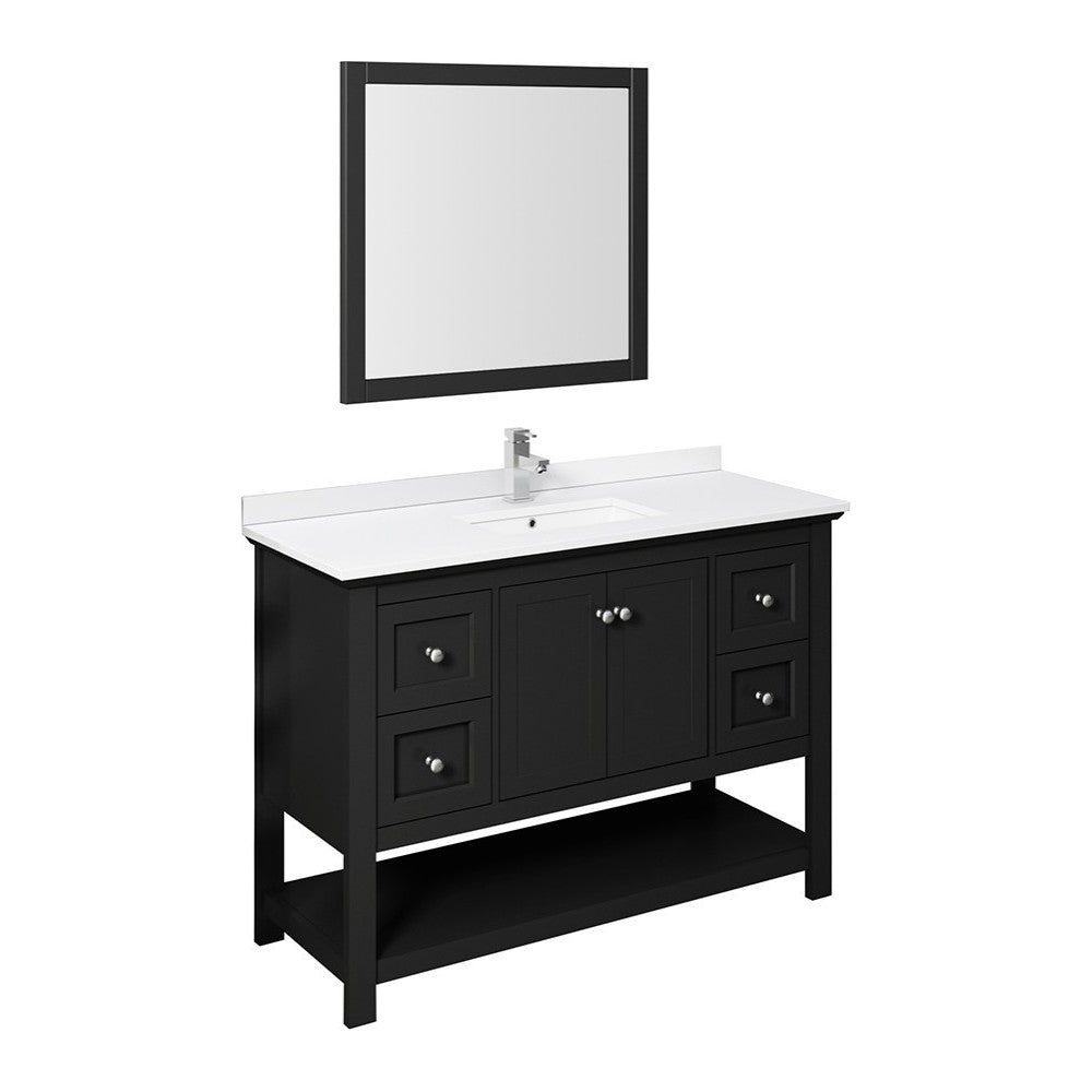 Fresca Manchester 48" Black Traditional Bathroom Vanity w/ Mirror