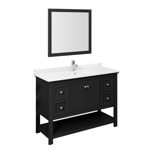 Fresca Manchester 48" Black Traditional Bathroom Vanity w/ Mirror