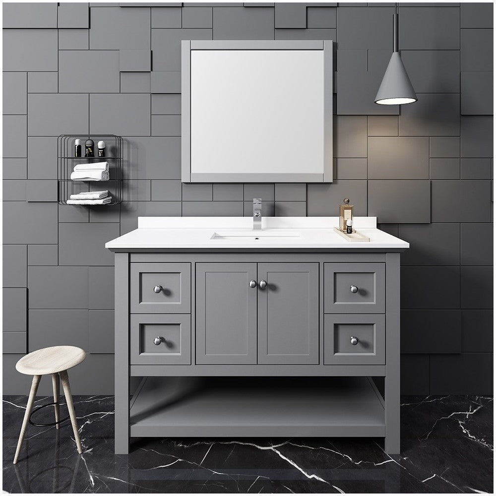 Fresca Manchester 48" Gray Traditional Bathroom Vanity w/ Mirror