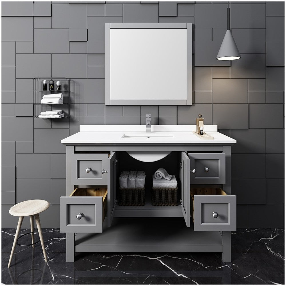 Fresca Manchester 48" Gray Traditional Bathroom Vanity w/ Mirror