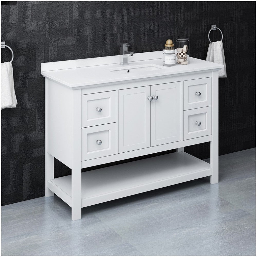 Fresca Manchester 48" White Traditional Bathroom Cabinet w/ Top & Sink