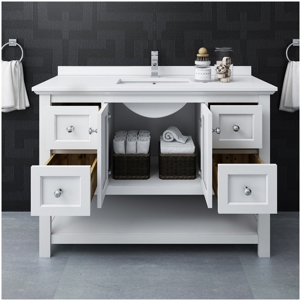 Fresca Manchester 48" White Traditional Bathroom Cabinet w/ Top & Sink