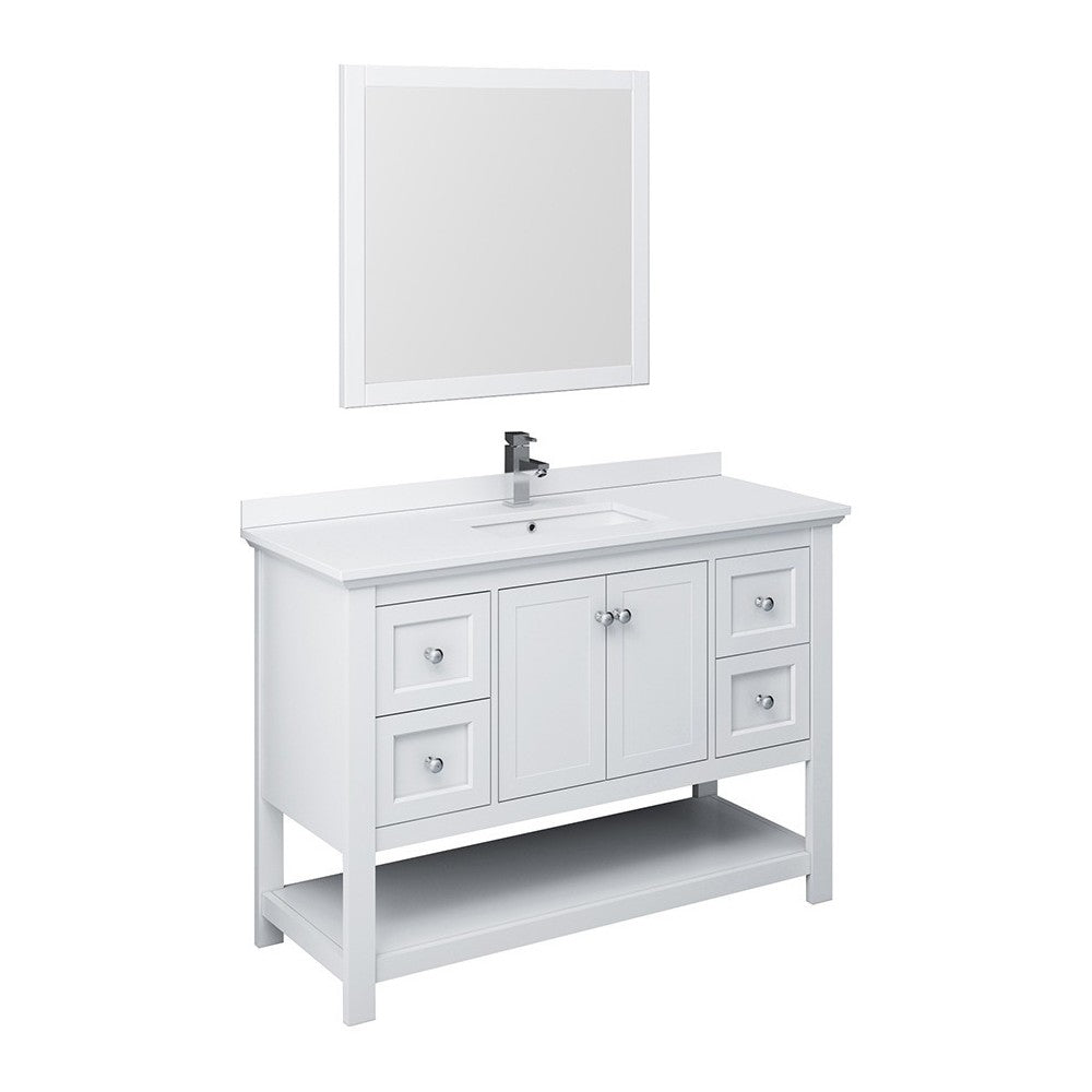 Fresca Manchester 48" White Traditional Bathroom Vanity w/ Mirror