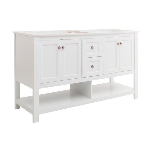 Fresca Manchester 60" White Traditional Double Sink Bathroom Cabinet