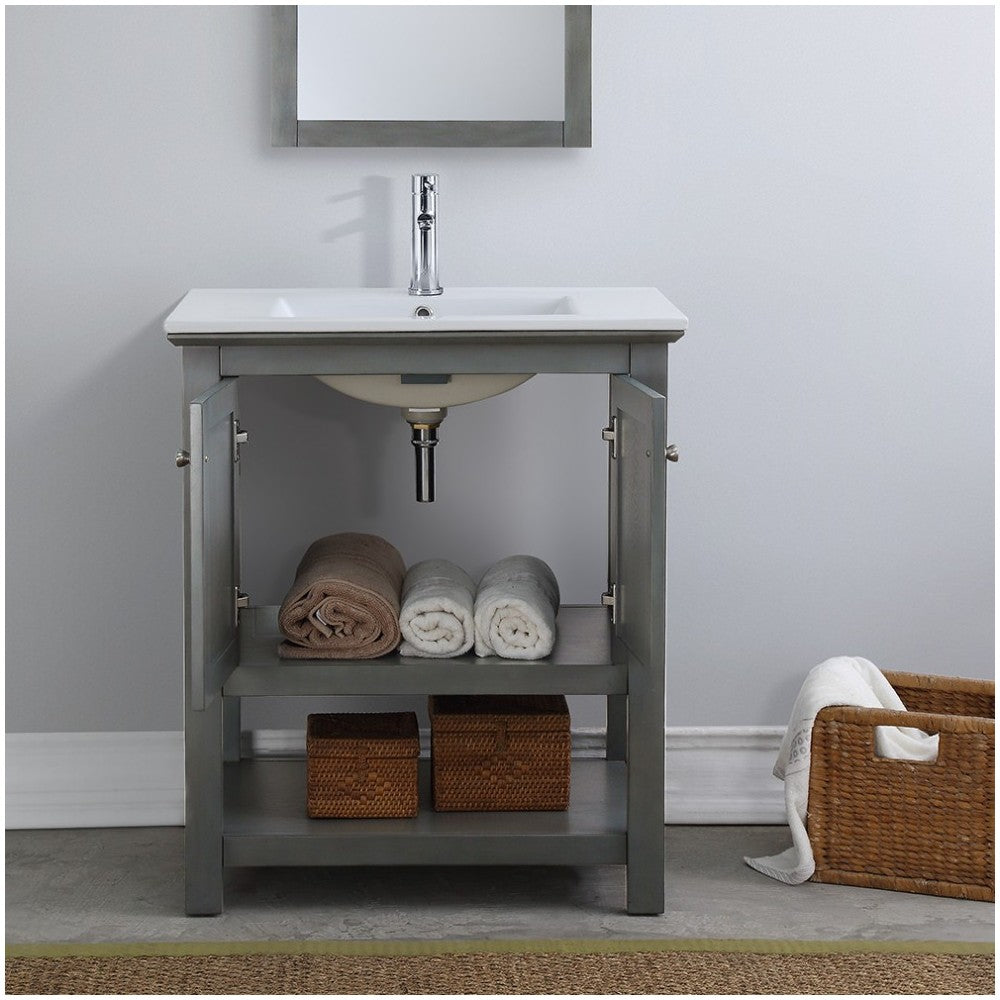 Fresca Manchester Regal 30" Gray Wood Veneer Traditional Bathroom Vanity