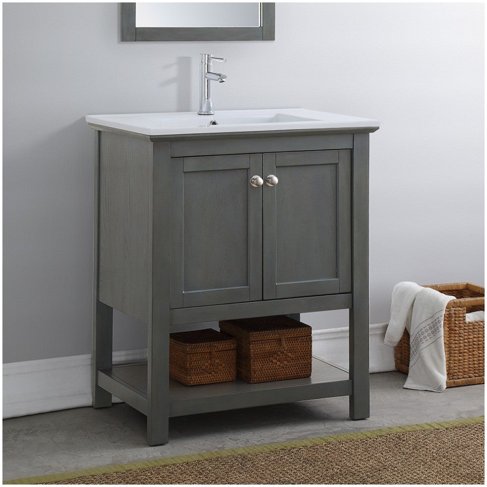 Fresca Manchester Regal 30" Gray Wood Veneer Traditional Bathroom Vanity