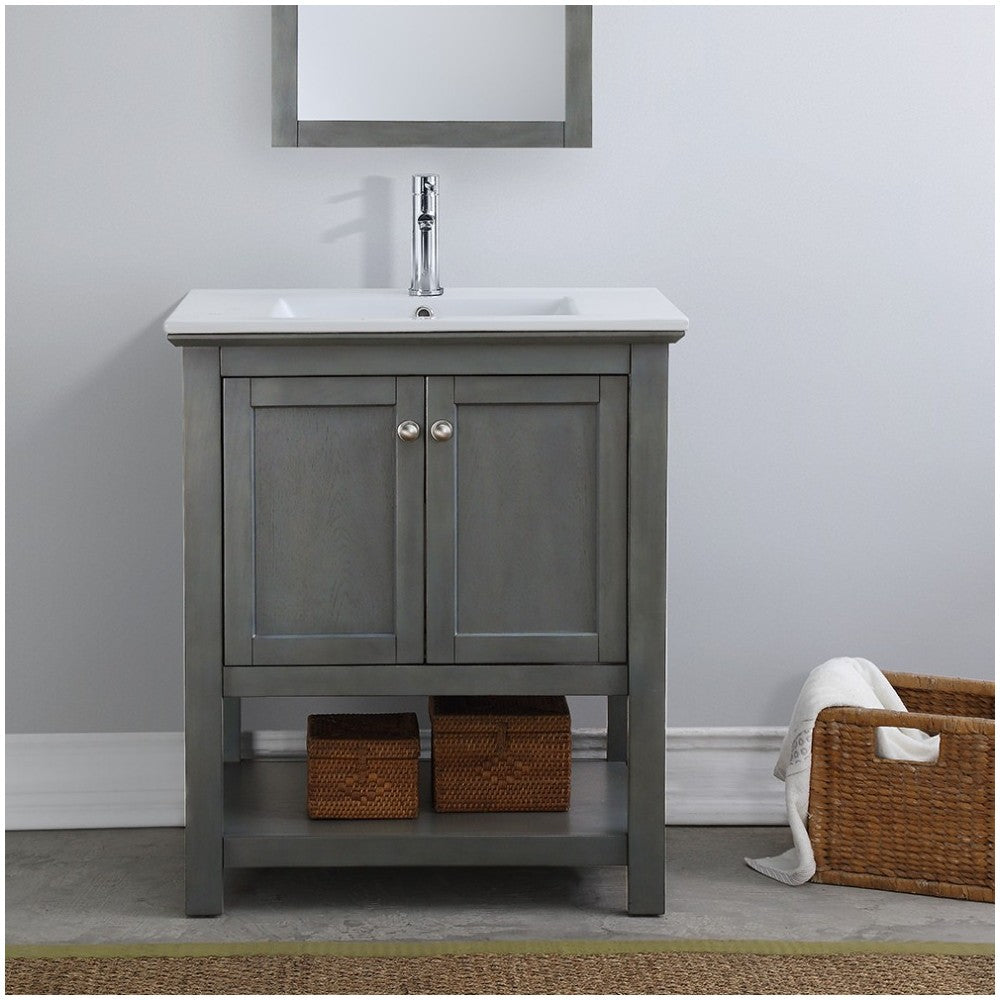 Fresca Manchester Regal 30" Gray Wood Veneer Traditional Bathroom Vanity