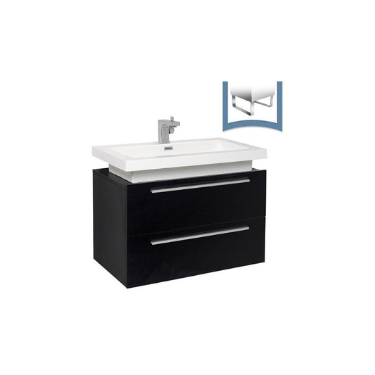 Fresca Medio 32" Black Modern Bathroom Cabinet w/ Vessel Sink