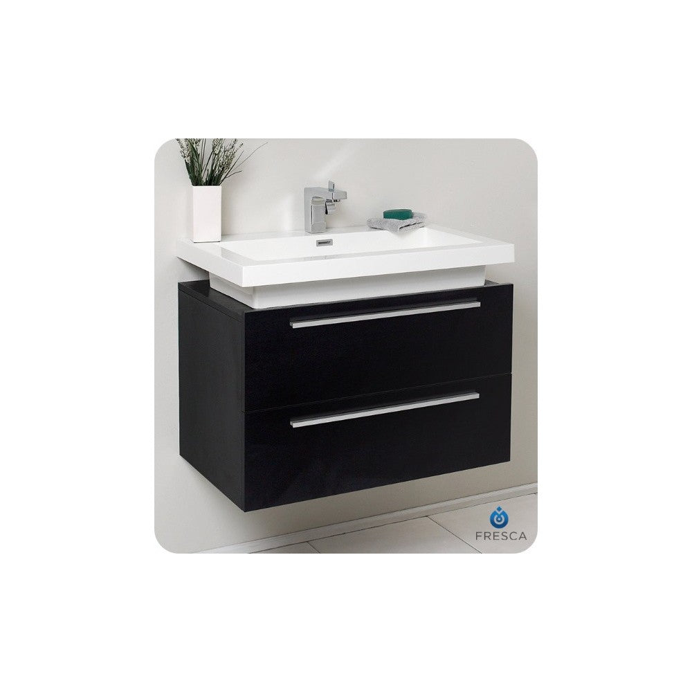 Fresca Medio 32" Black Modern Bathroom Cabinet w/ Vessel Sink