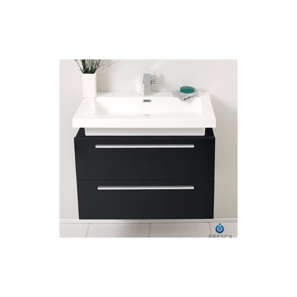 Fresca Medio 32" Black Modern Bathroom Cabinet w/ Vessel Sink