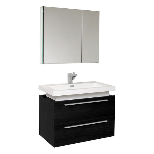 Fresca Medio 32" Black Modern Bathroom Vanity w/ Medicine Cabinet