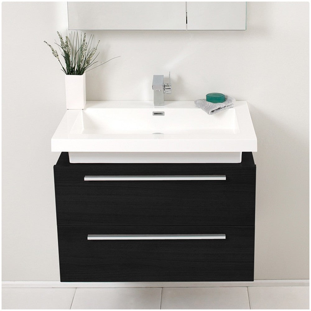 Fresca Medio 32" Black Modern Bathroom Vanity w/ Medicine Cabinet