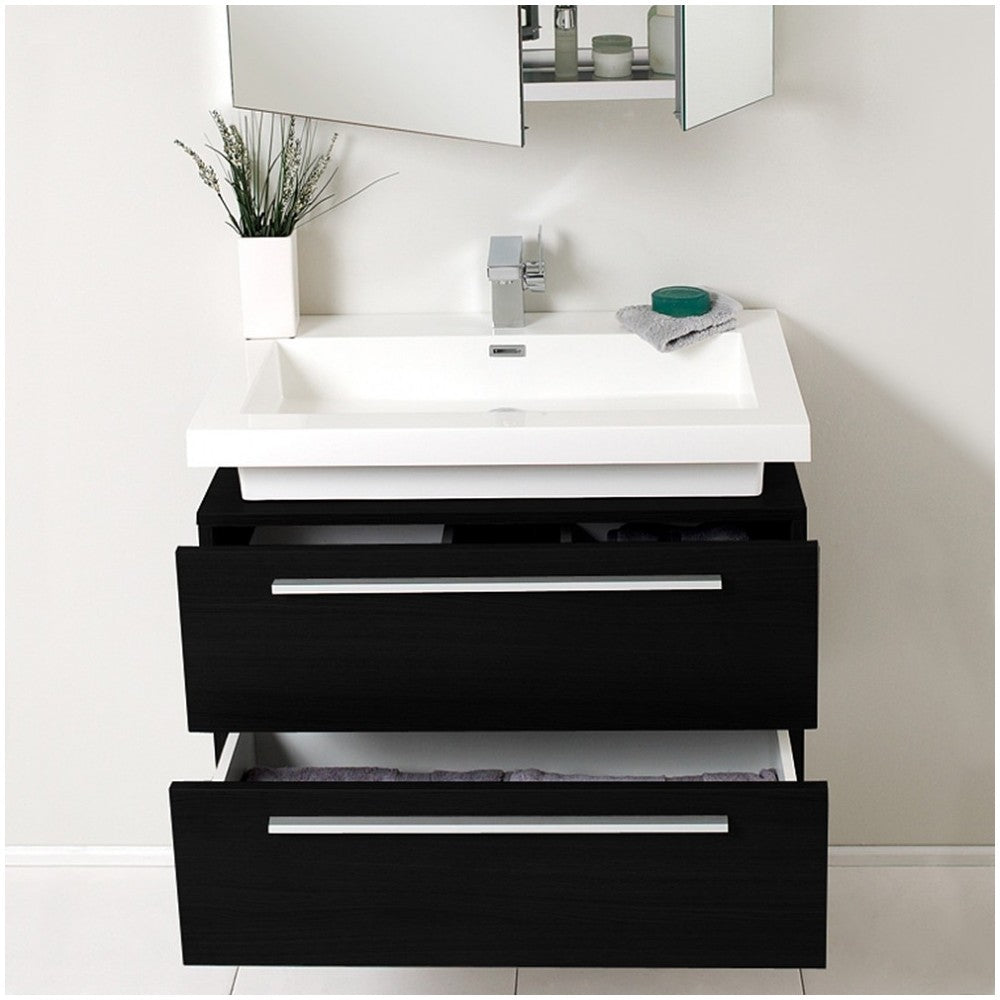 Fresca Medio 32" Black Modern Bathroom Vanity w/ Medicine Cabinet