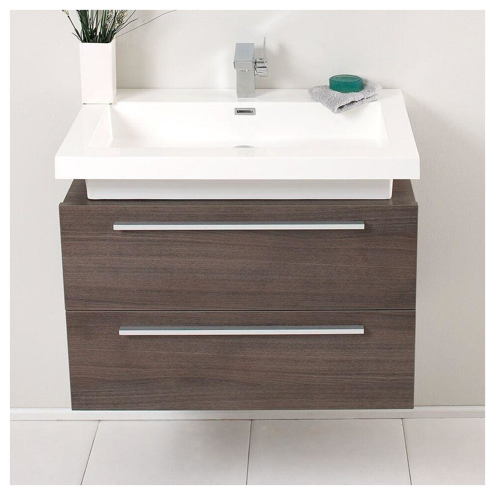 Fresca Medio 32" Gray Oak Modern Bathroom Cabinet w/ Vessel Sink