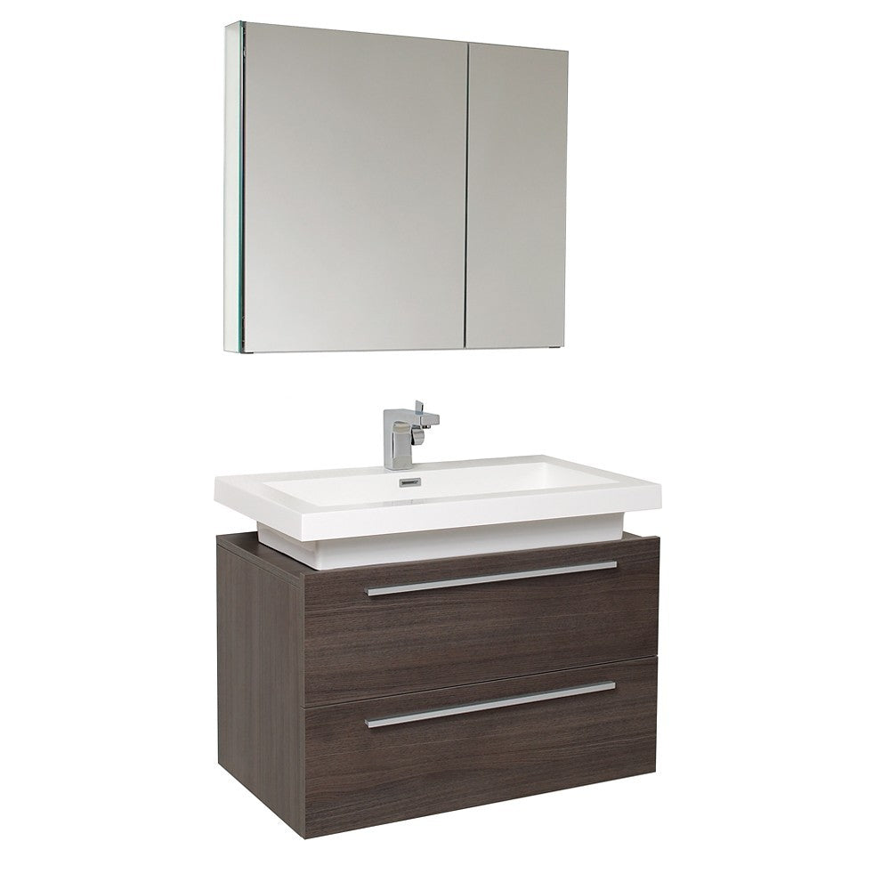 Fresca Medio 32" Gray Oak Modern Bathroom Vanity w/ Medicine Cabinet