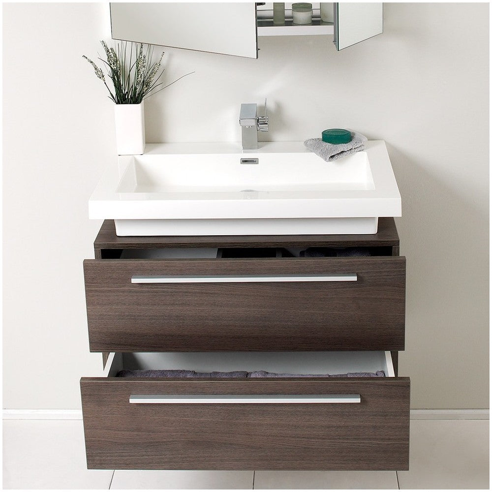 Fresca Medio 32" Gray Oak Modern Bathroom Vanity w/ Medicine Cabinet