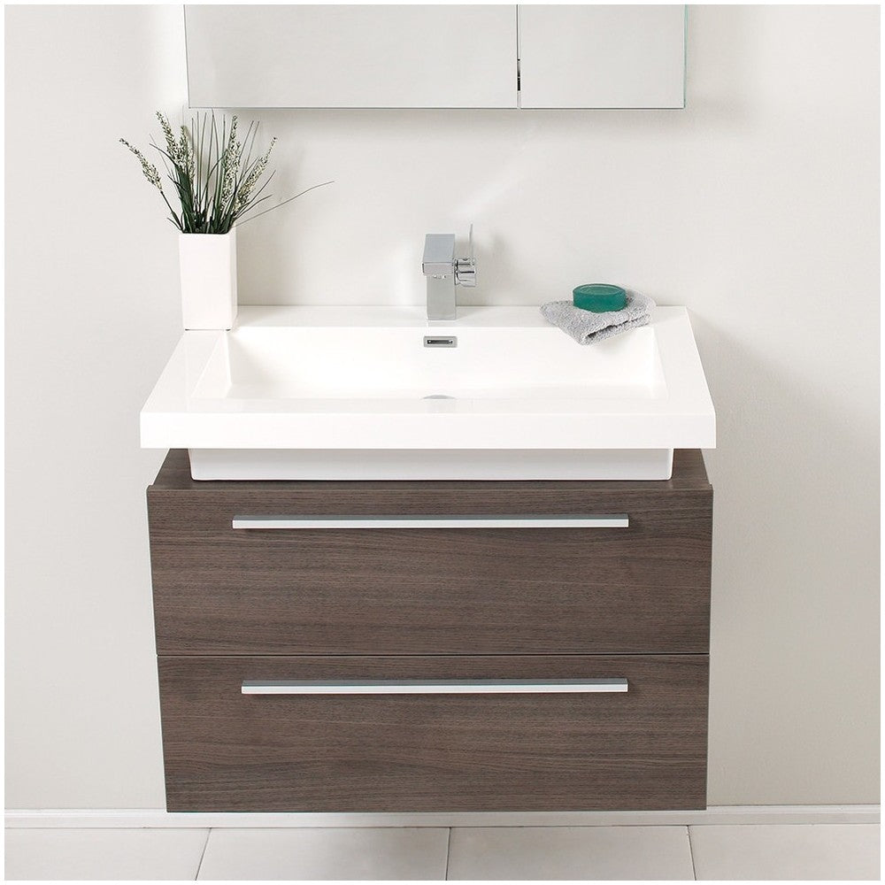 Fresca Medio 32" Gray Oak Modern Bathroom Vanity w/ Medicine Cabinet