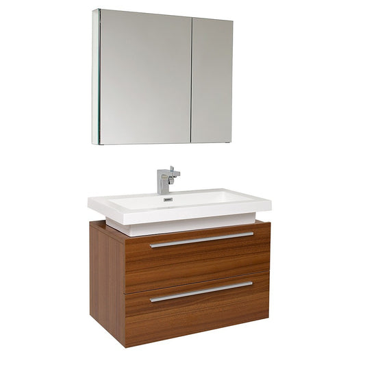 Fresca Medio 32" Teak Modern Bathroom Vanity w/ Medicine Cabinet