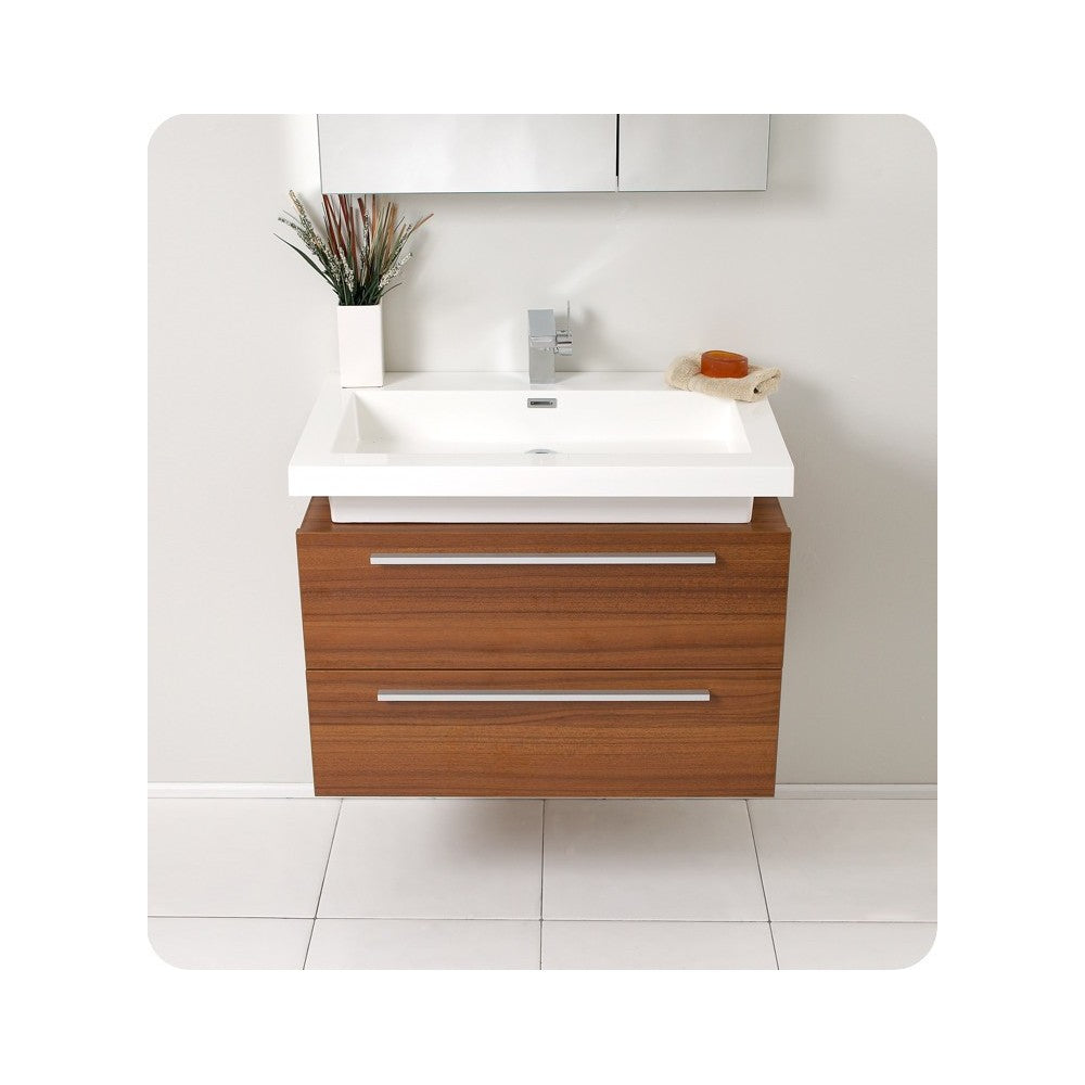 Fresca Medio 32" Teak Modern Bathroom Vanity w/ Medicine Cabinet